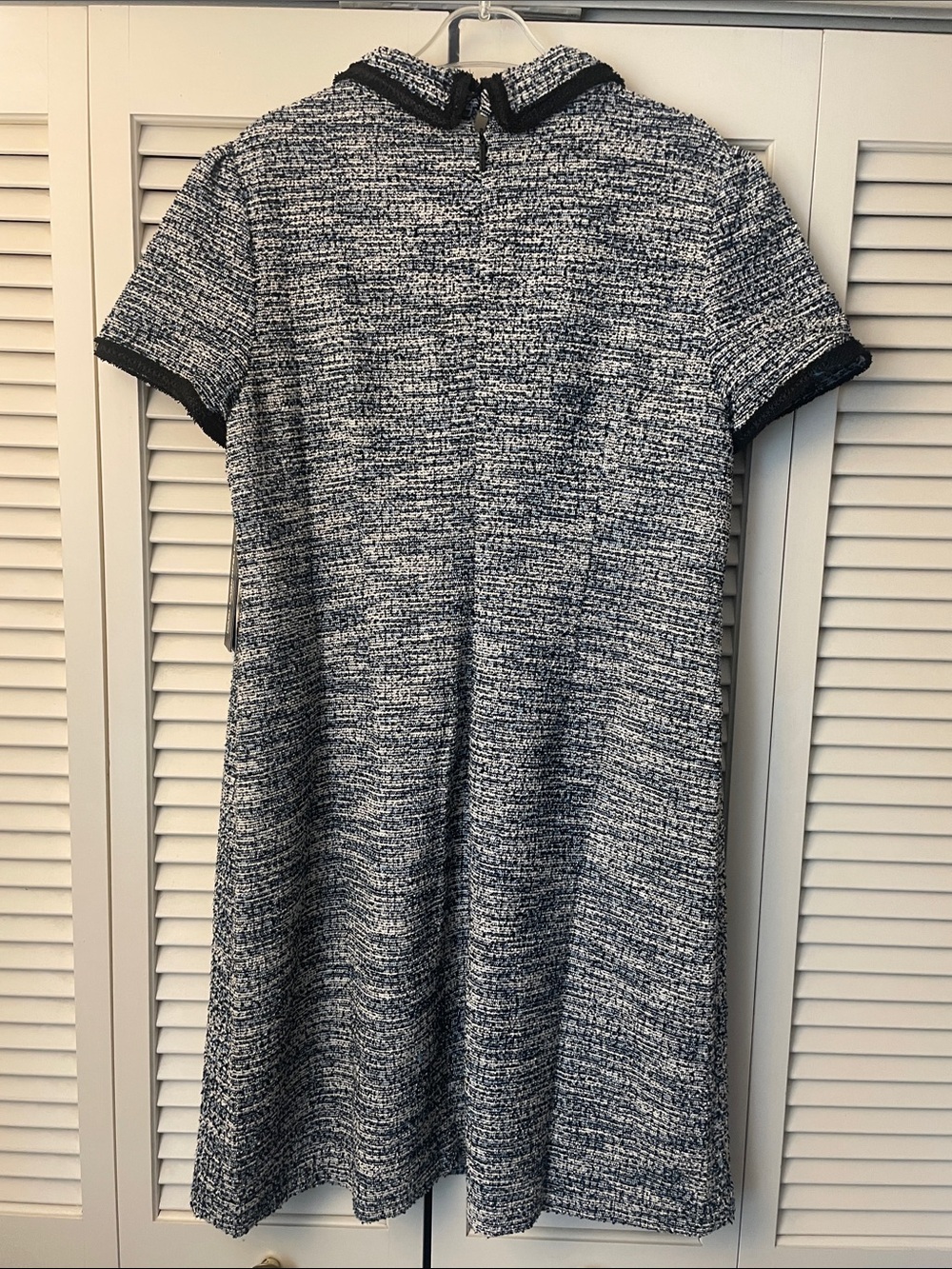 NWT Karl Lagerfeld Tweed knit short sleeve shirt dress Sz 16 Black, white, blue - Picture 4 of 9